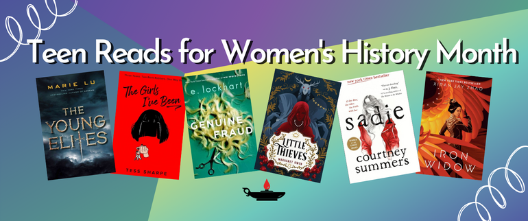 A cover image entitled "teen reads for women's history month," featuring six covers of books contained within the content list.