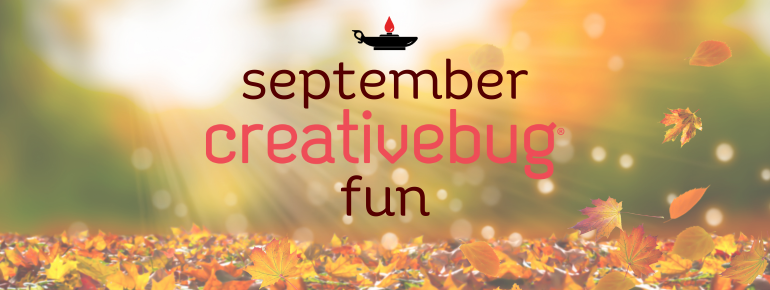 Leaves falling with the words September Creativebug Fun